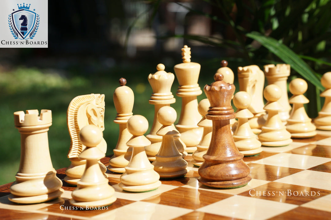 Combo Chess Set | 1950 Reproduced Russian Zagreb Chess Pieces in Rosewood with Rosewood Board - Chess'n'Boards