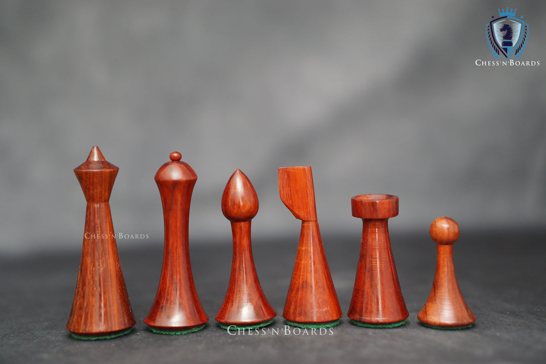 Reproduced Hermann Ohme Minimalist Style, Budrosewood Chess Pieces - Chess'n'Boards