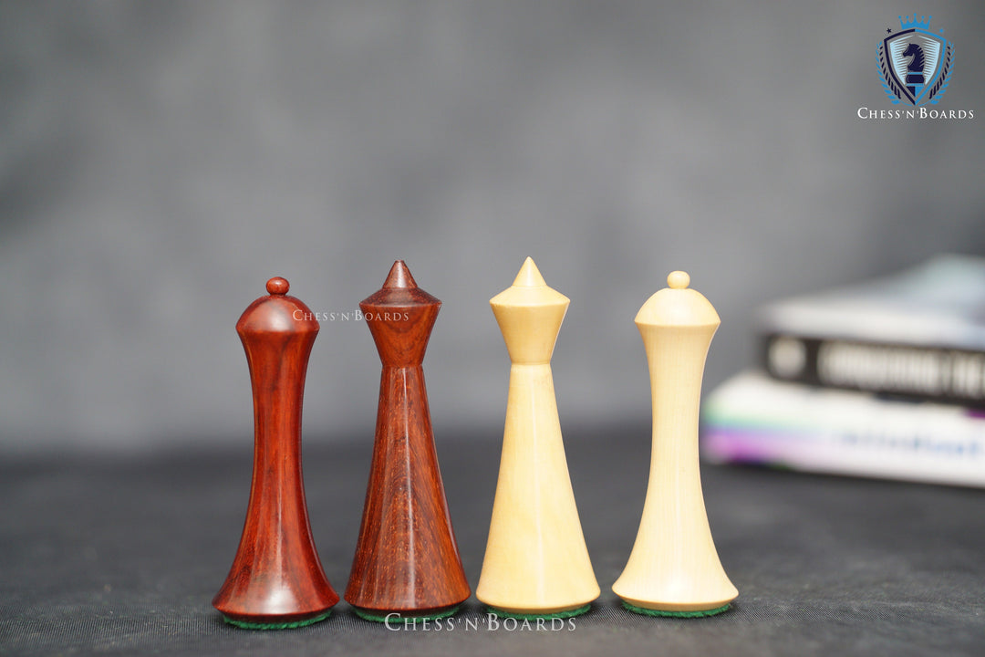 Reproduced Hermann Ohme Minimalist Style, Budrosewood Chess Pieces - Chess'n'Boards