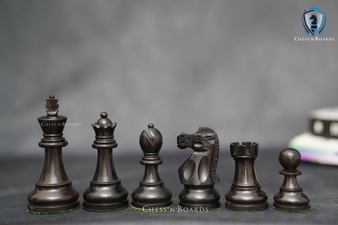 Deluxe Old Club British Staunton Tournament Series Chess Pieces with Ebonized Boxwood - Chess'n'Boards