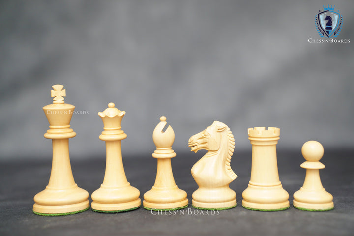 The Black Sovereign Deluxe Chess Set in Ebony Wood and Boxwood 4' King - Chess'n'Boards