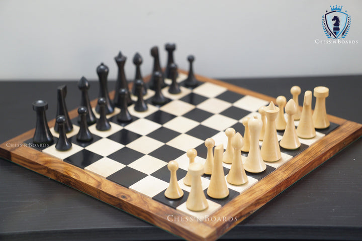 Reproduced Eboized Hermann Ohme Minimalist Style Weighted Chess Pieces - Chess'n'Boards