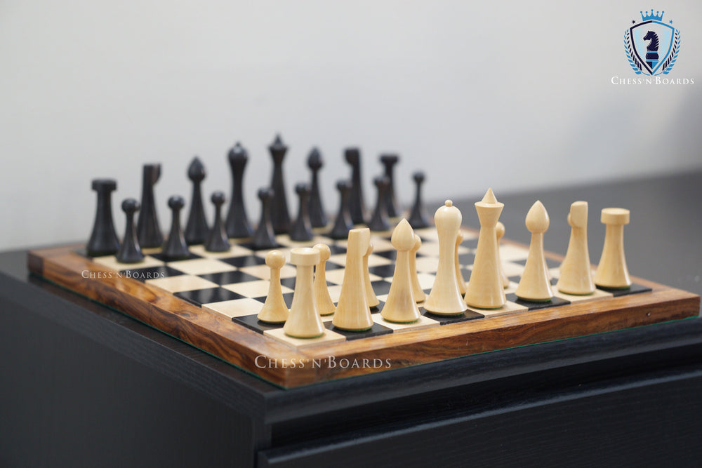Combo Chess Set Reproduced Hermann Ohme/Minimalist Design Chess Pieces - Chess'n'Boards
