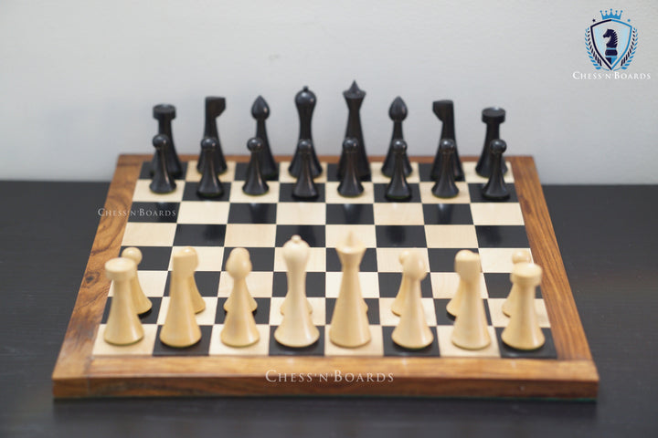 Combo Chess Set Reproduced Hermann Ohme/Minimalist Design Chess Pieces - Chess'n'Boards