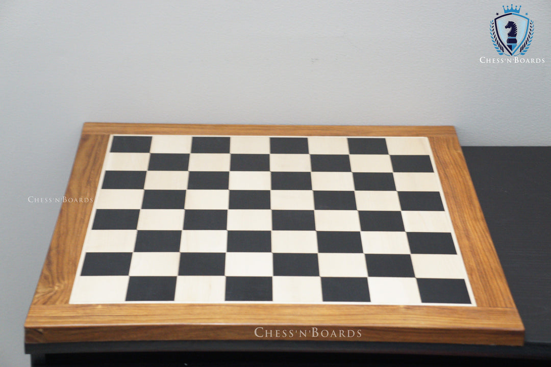 Ebony Wood Chess Board | Bottom Felted Solid Ebony wood Square with Golden Rosewood Border - Chess'n'Boards