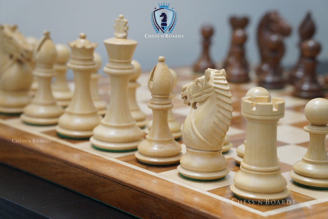 Combo Chess Set | Rio Staunton Series Biggy Knight Chess Set in Golden Rosewood with  Golden RosewoodBoard - Chess'n'Boards