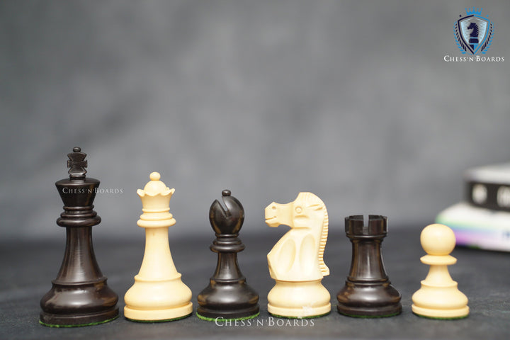 Deluxe Old Club British Staunton Tournament Series Chess Pieces with Ebonized Boxwood - Chess'n'Boards