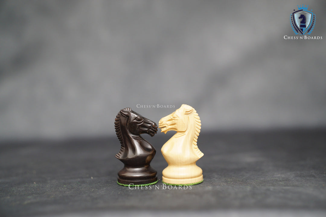 The Black Sovereign Deluxe Chess Set in Ebony Wood and Boxwood 4' King - Chess'n'Boards