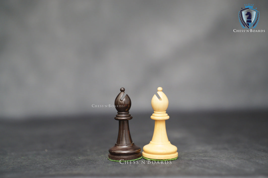 The Black Sovereign Deluxe Chess Set in Ebony Wood and Boxwood 4' King - Chess'n'Boards