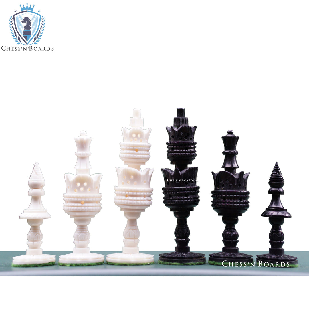 Lotus Design Camel Bone Chess Pieces Only Set King 4.1" Hand Carved Unique Collector Vintage Chess Pieces - Chess'n'Boards