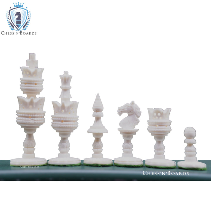 Lotus Design Camel Bone Chess Pieces Only Set King 4.1" Hand Carved Unique Collector Vintage Chess Pieces - Chess'n'Boards