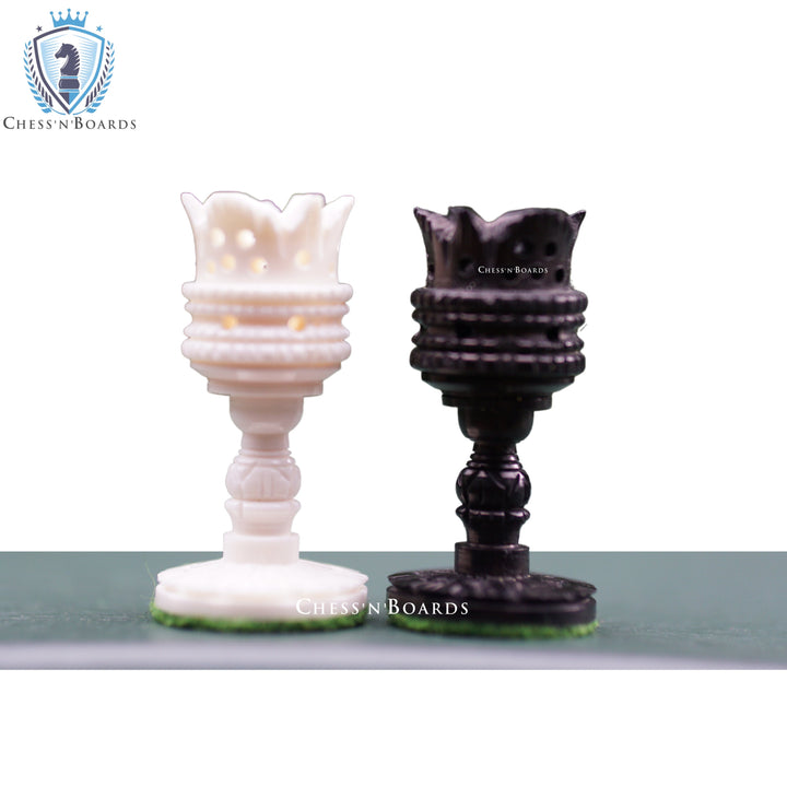 Lotus Design Camel Bone Chess Pieces Only Set King 4.1" Hand Carved Unique Collector Vintage Chess Pieces - Chess'n'Boards