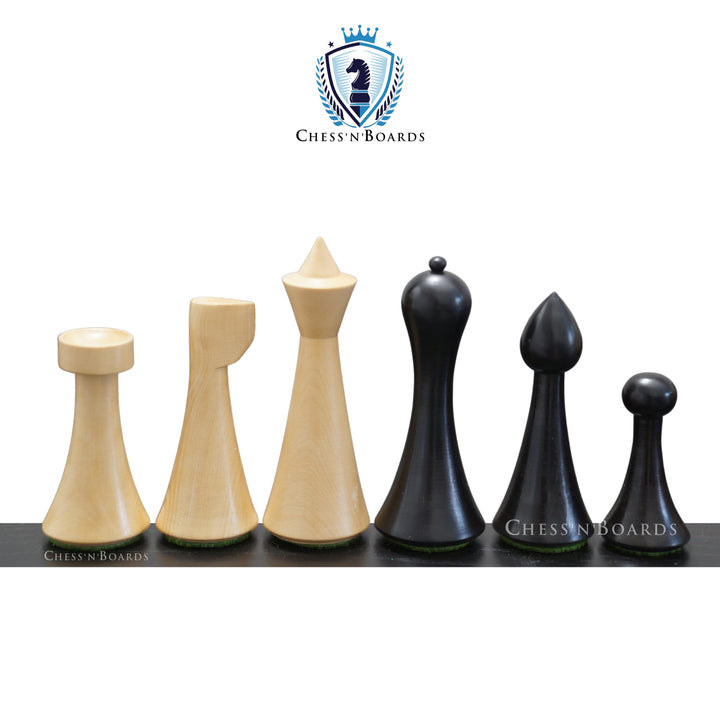 Reproduced Eboized Hermann Ohme Minimalist Style Weighted Chess Pieces - Chess'n'Boards