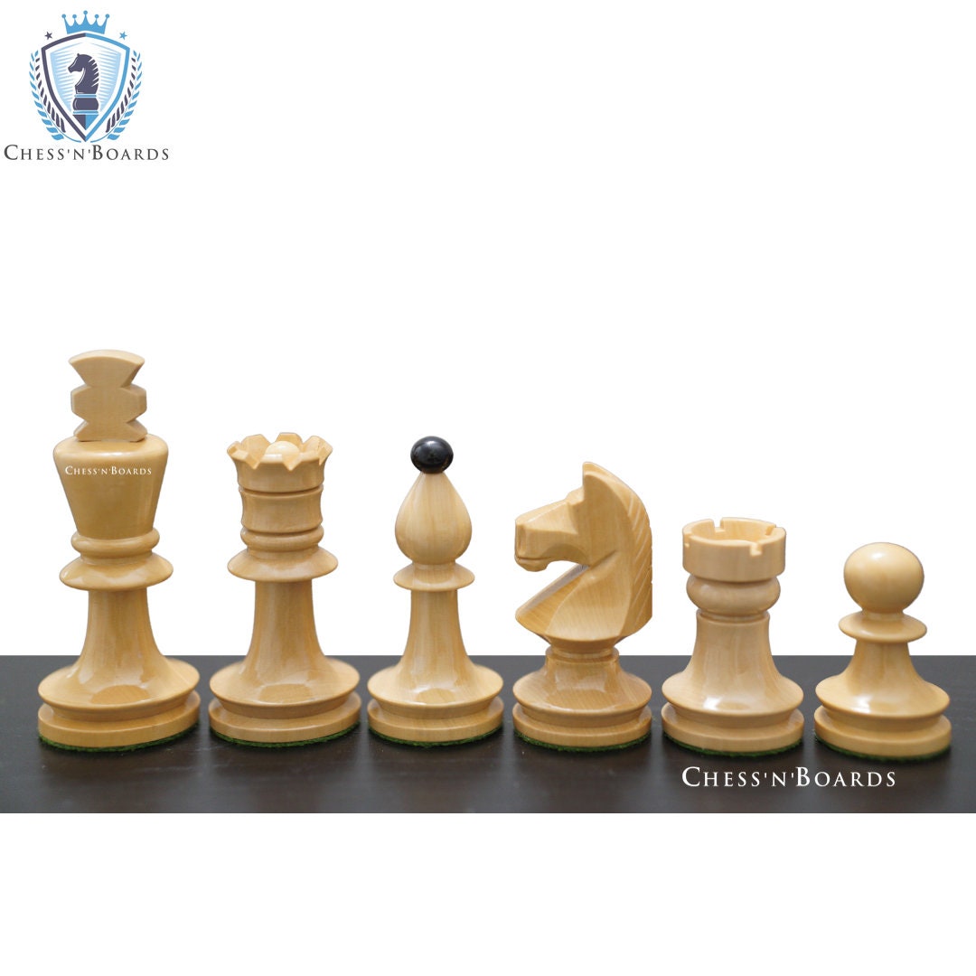 Reproduced Romanian Hungarian National Tournament Chess Pieces in Lacquer Finish - Chess'n'Boards