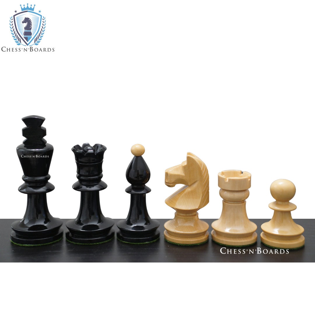 Reproduced Romanian Hungarian National Tournament Chess Pieces in Lacquer Finish - Chess'n'Boards