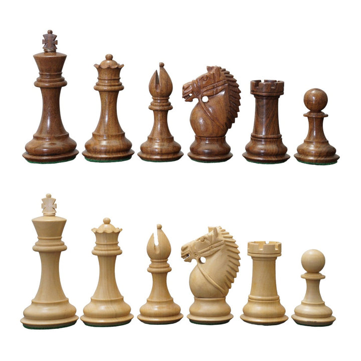 Rio Staunton Style Chess Pieces, Biggy Knight Chess Set, Triple Weighted, King Height 4" - Chess'n'Boards