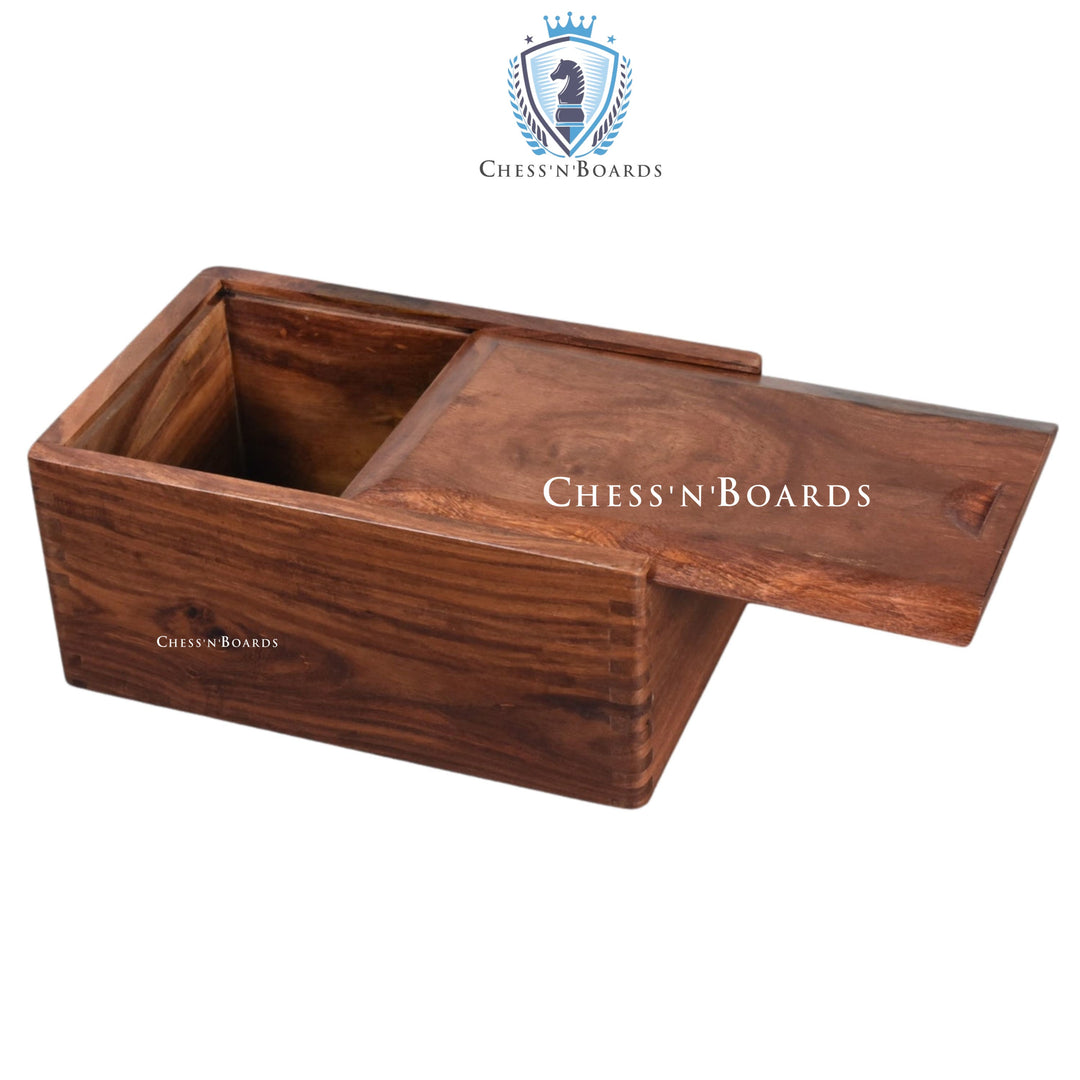 Golden Rosewood Chess Pieces Storage Box with Separation for Chessmen Set up to 4.5 Inch | Felted Interior - Chess'n'Boards