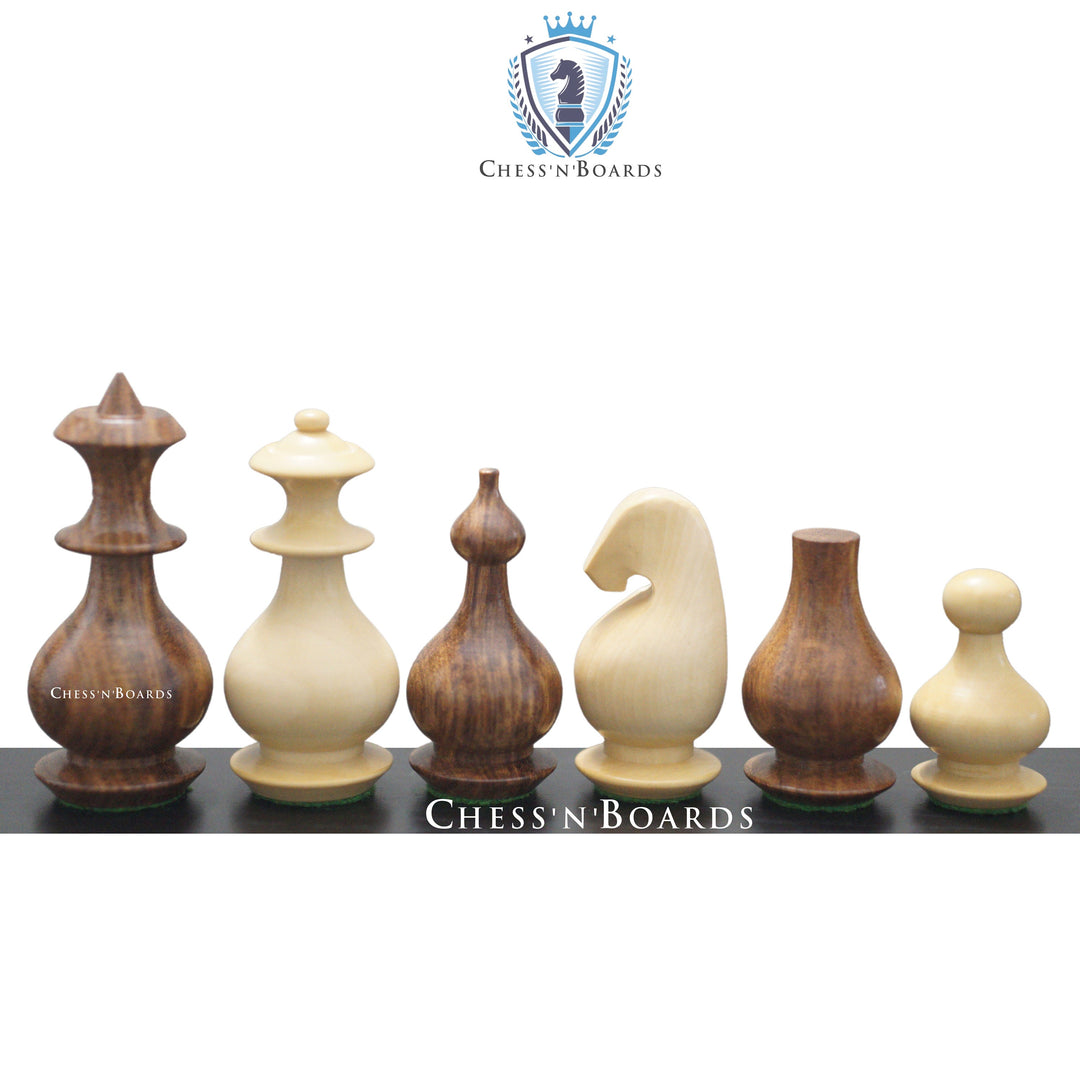 Modern Minimalist Design Golden Rosewood and Boxwood Chess Pieces - Chess'n'Boards