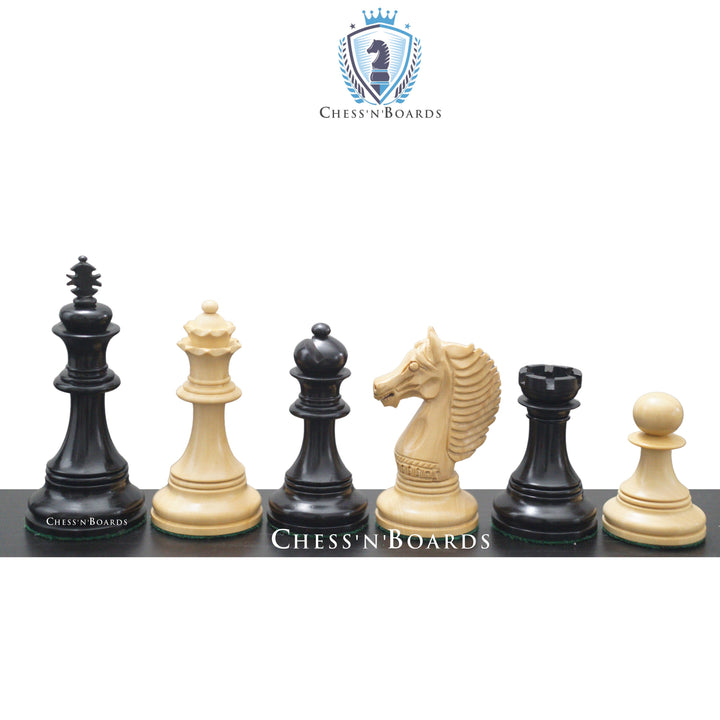 Copenhagen Series Staunton Style King's Bridle Triple Weighted Luxury Chess Pieces in Ebony wood - Chess'n'Boards