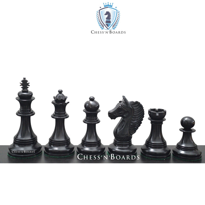 Copenhagen Series Staunton Style King's Bridle Triple Weighted Luxury Chess Pieces in Ebony wood - Chess'n'Boards