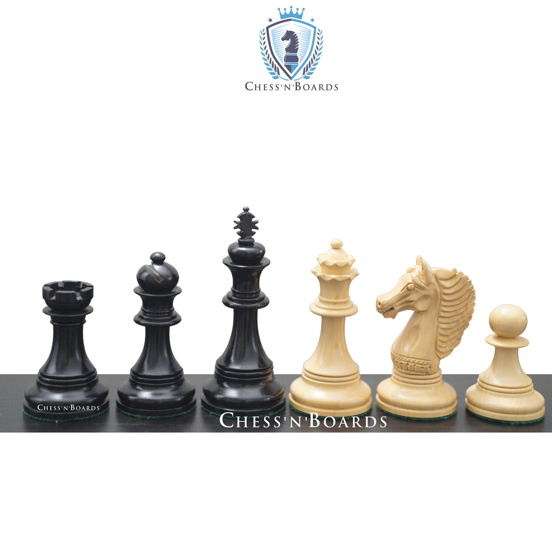 Copenhagen Series Staunton Style King's Bridle Triple Weighted Luxury Chess Pieces in Ebony wood - Chess'n'Boards