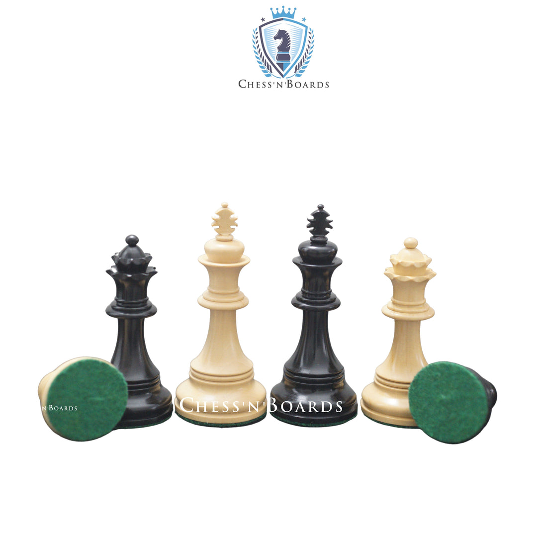 Copenhagen Series Staunton Style King's Bridle Triple Weighted Luxury Chess Pieces in Ebony wood - Chess'n'Boards