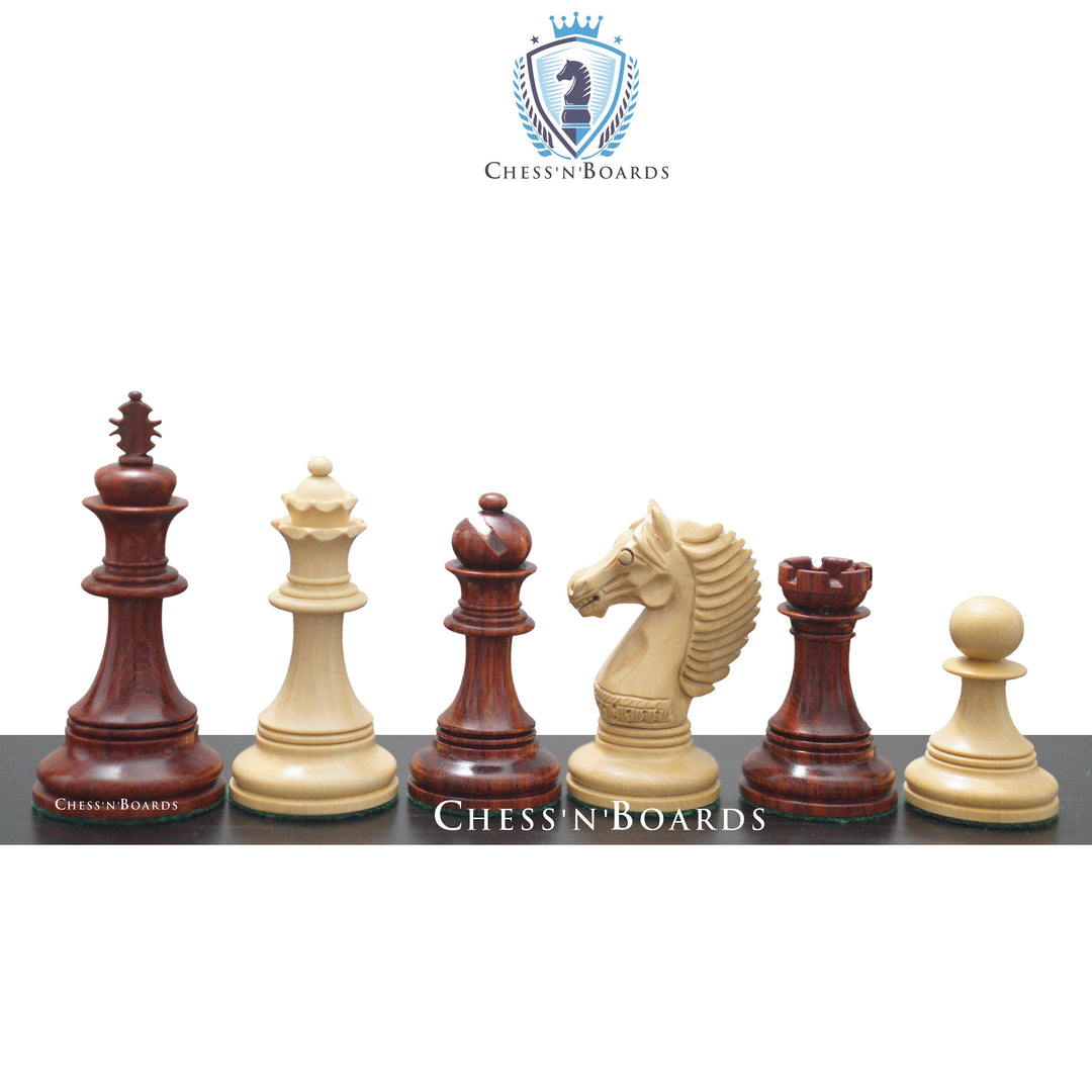 Copenhagen Series Staunton Style King's Bridle Triple Weighted Luxury Chess Pieces in Budrosewood - Chess'n'Boards