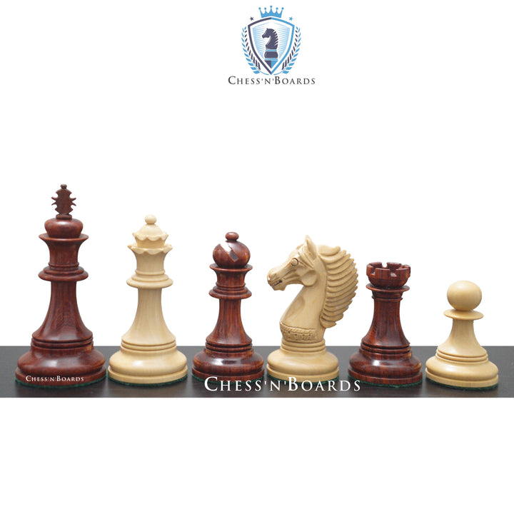 Copenhagen Series Staunton Style King's Bridle Triple Weighted Luxury Chess Pieces in Budrosewood - Chess'n'Boards