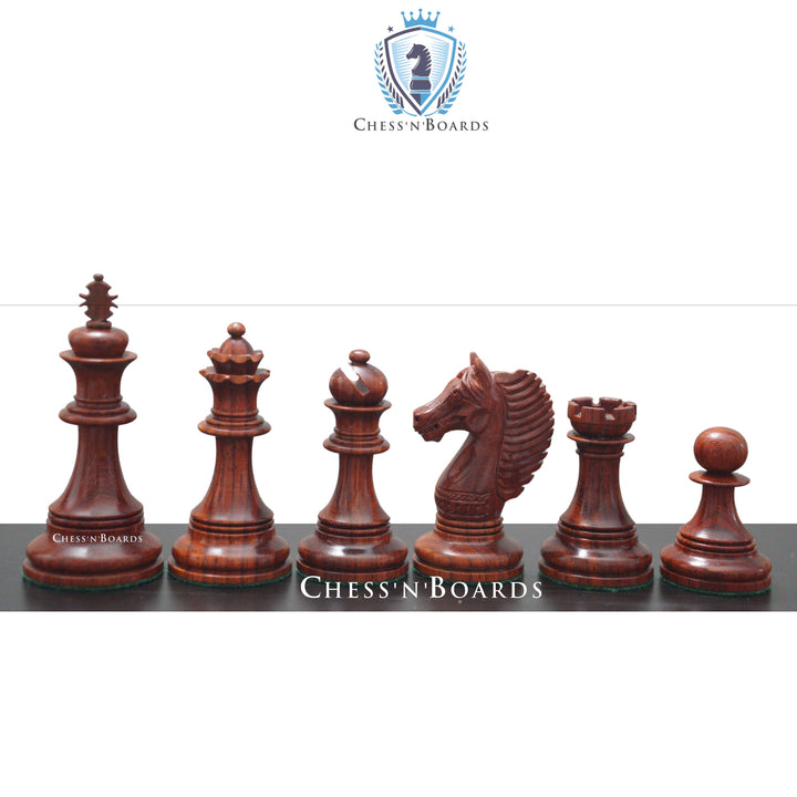 Copenhagen Series Staunton Style King's Bridle Triple Weighted Luxury Chess Pieces in Budrosewood - Chess'n'Boards