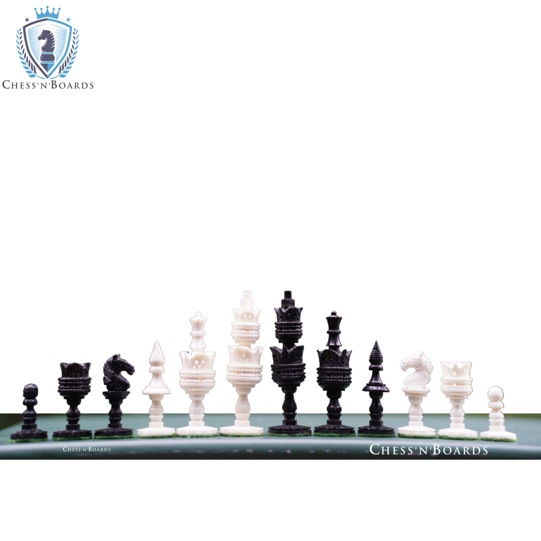 Lotus Design Camel Bone Chess Pieces Only Set King 4.1" Hand Carved Unique Collector Vintage Chess Pieces - Chess'n'Boards