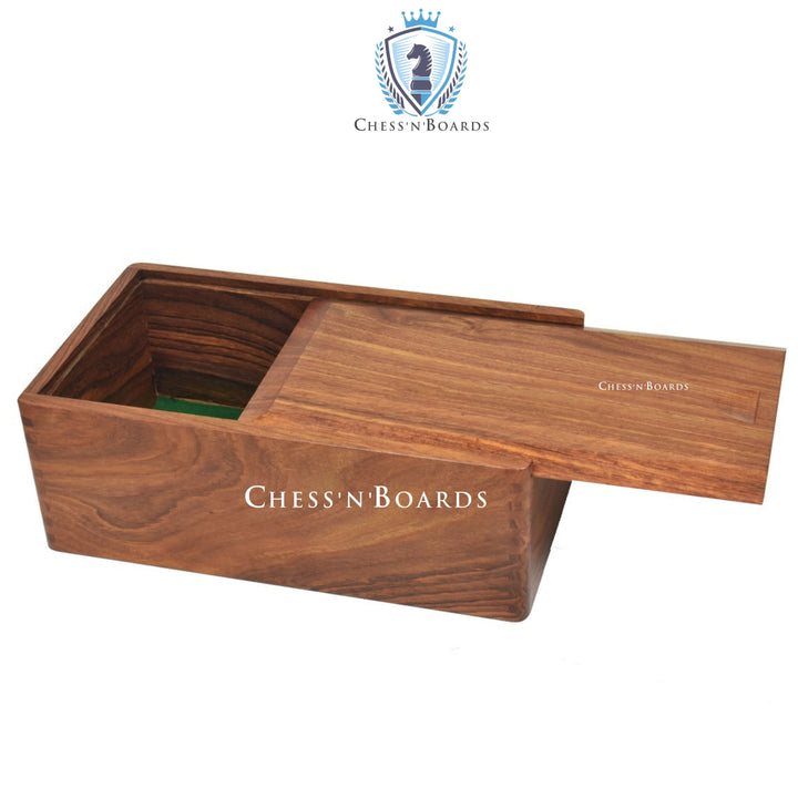 Golden Rosewood Chess Pieces Storage Box with Separation for Chessmen Set up to 4.5 Inch | Felted Interior - Chess'n'Boards