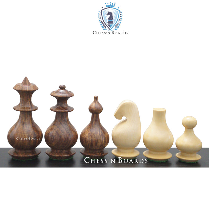 Modern Minimalist Design Golden Rosewood and Boxwood Chess Pieces - Chess'n'Boards