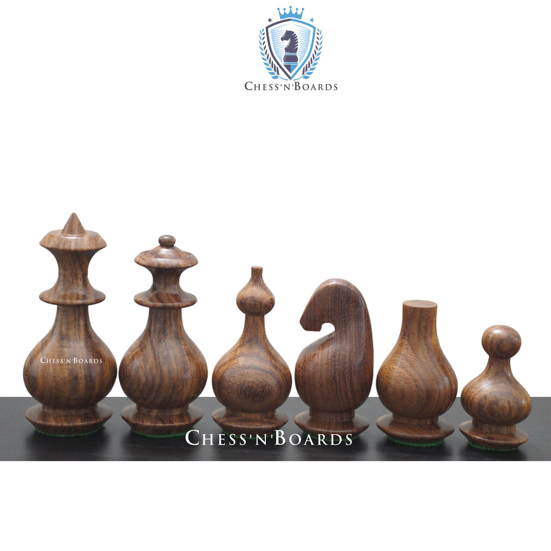 Modern Minimalist Design Golden Rosewood and Boxwood Chess Pieces - Chess'n'Boards