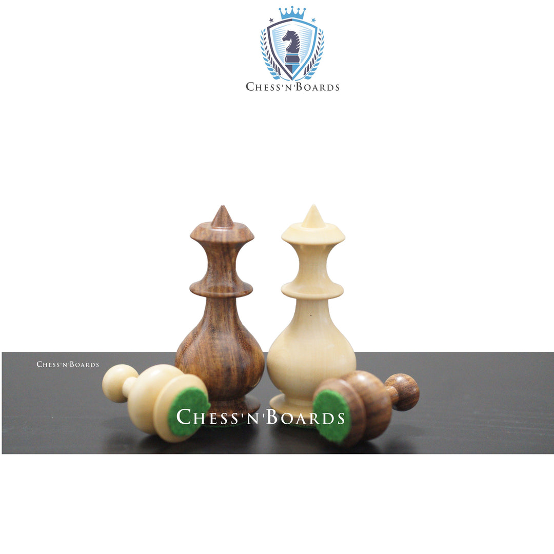 Modern Minimalist Design Golden Rosewood and Boxwood Chess Pieces - Chess'n'Boards