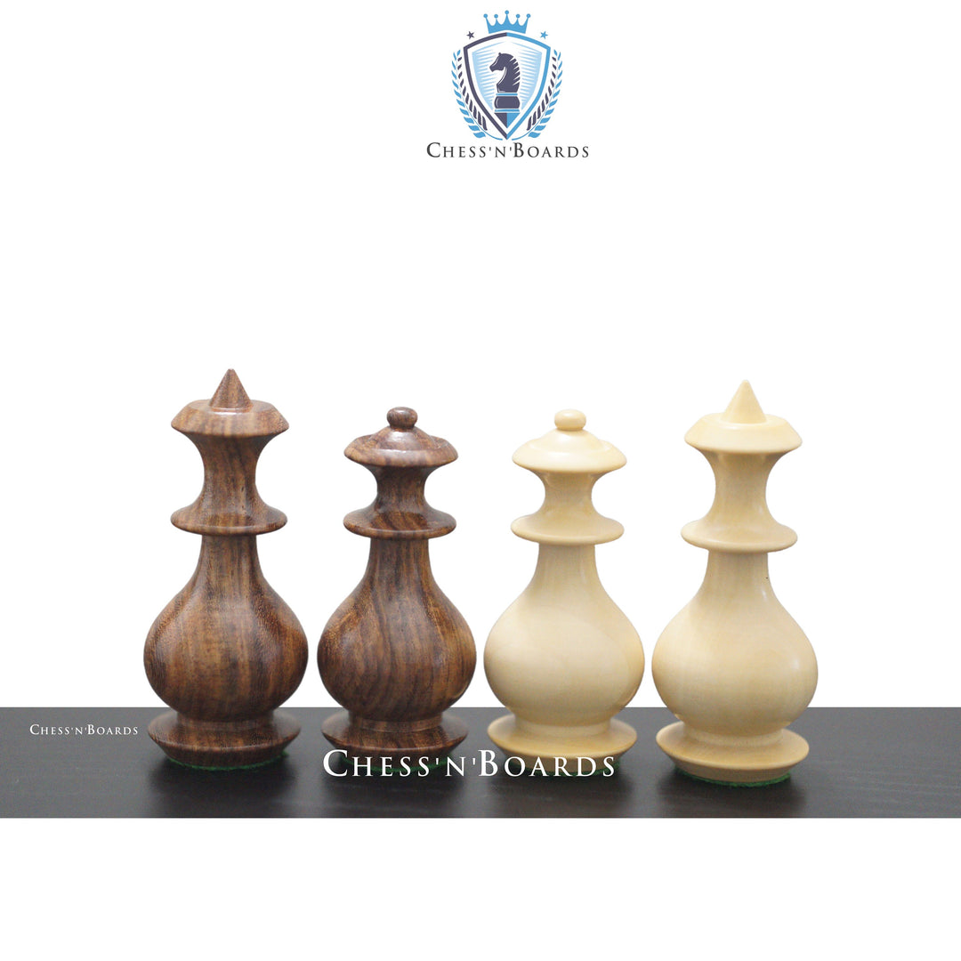 Modern Minimalist Design Golden Rosewood and Boxwood Chess Pieces - Chess'n'Boards