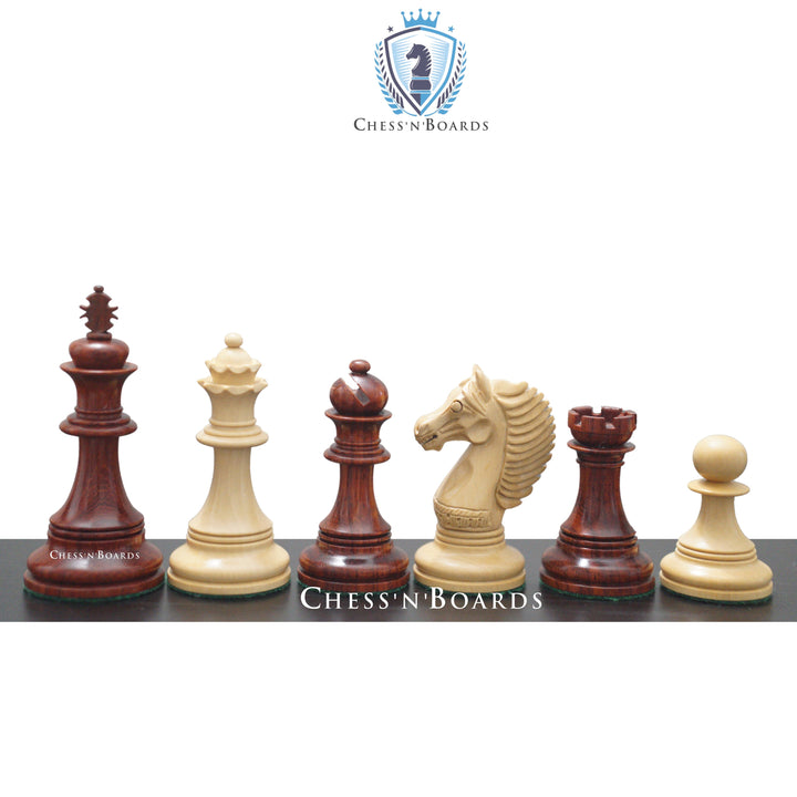 Copenhagen Series Staunton Style King's Bridle Triple Weighted Luxury Chess Pieces in Budrosewood - Chess'n'Boards