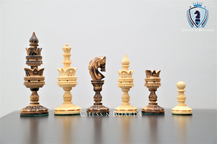 Burnt Lotus Series/ Modern Selenus Series Chess Pieces - Chess'n'Boards