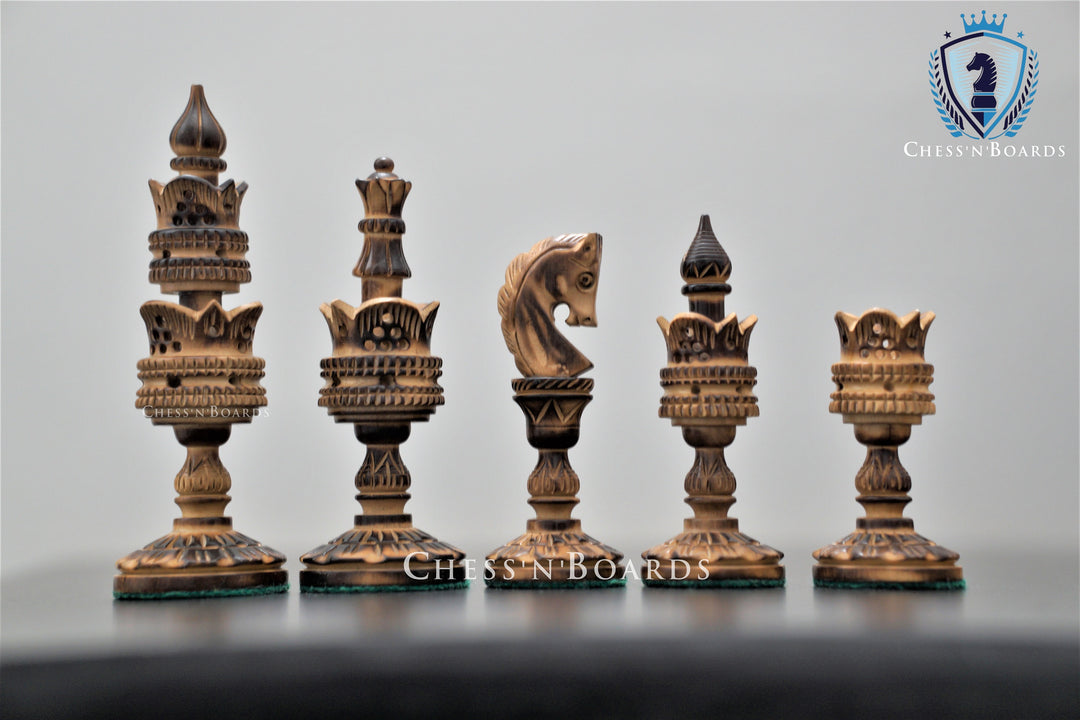 Burnt Lotus Series/ Modern Selenus Series Chess Pieces - Chess'n'Boards