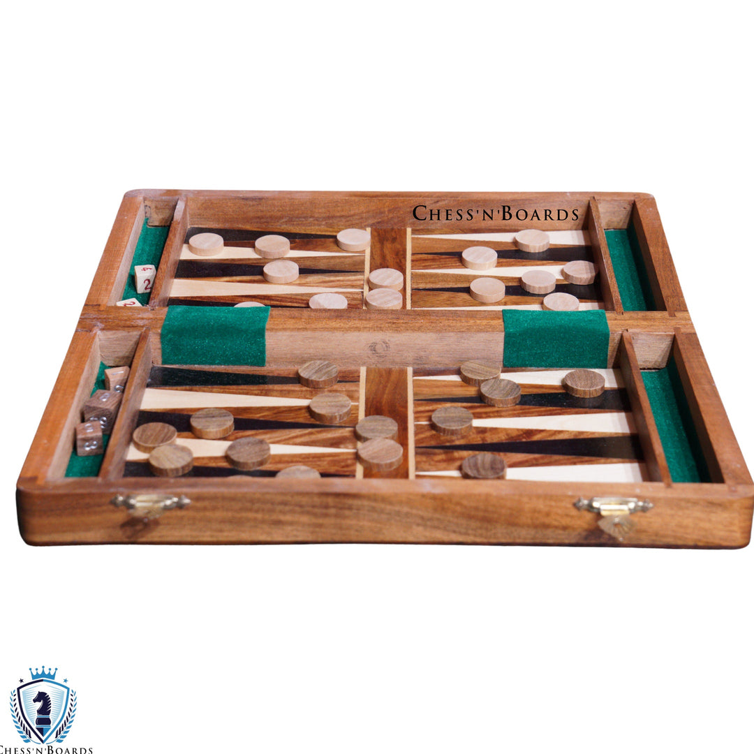 2-in-1 Multifunctional Wooden Chess Set and Backgammon Set (12 X 12 Inches) - Chess'n'Boards