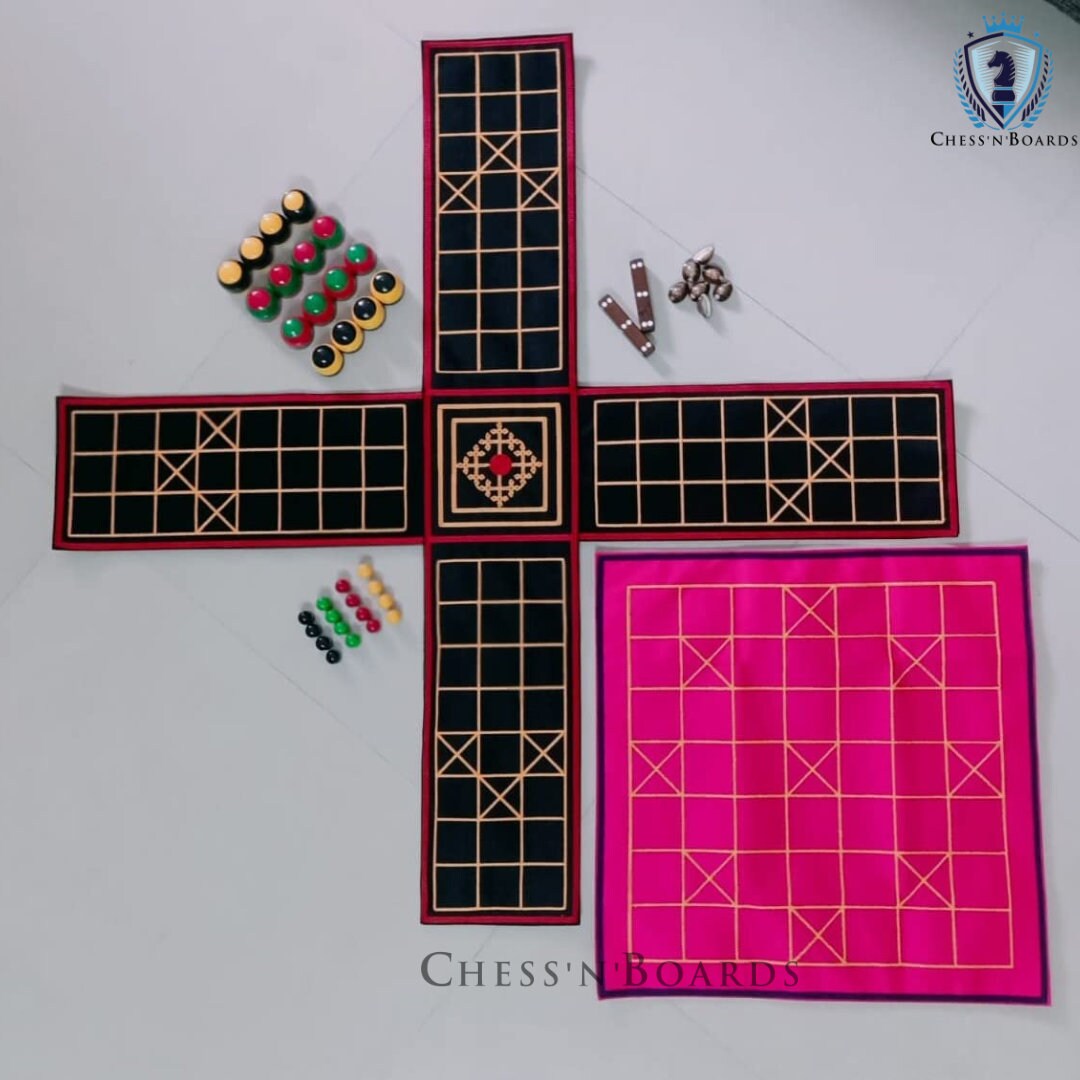 Pachisi Pagade Thayam Chaupad Chopat Ludo Indian Traditional Board Game & Ashta Chamma, Chowka Bara, Katta Mane, Taayam, Indian Ludo - Chess'n'Boards