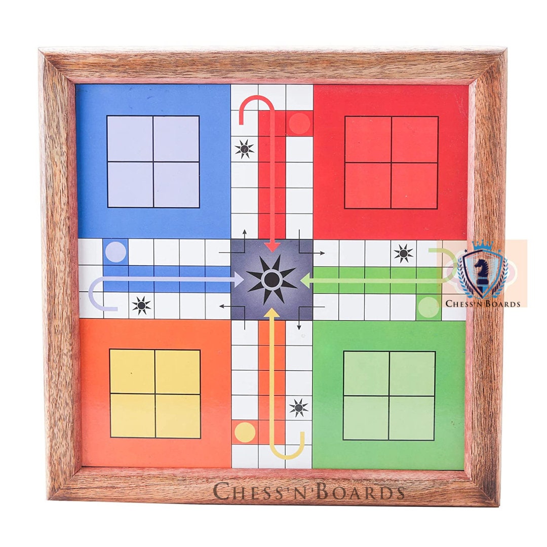 Wooden Classic 2 in 1 Magnetic Ludo Snakes and Ladders Set Travel Board Game for 6 Years and up - (Size - 10.5 x 10.5 inch) - Chess'n'Boards