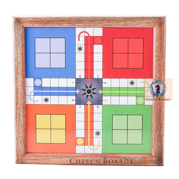 Wooden Classic 2 in 1 Magnetic Ludo Snakes and Ladders Set Travel Board Game for 6 Years and up - (Size - 10.5 x 10.5 inch) - Chess'n'Boards