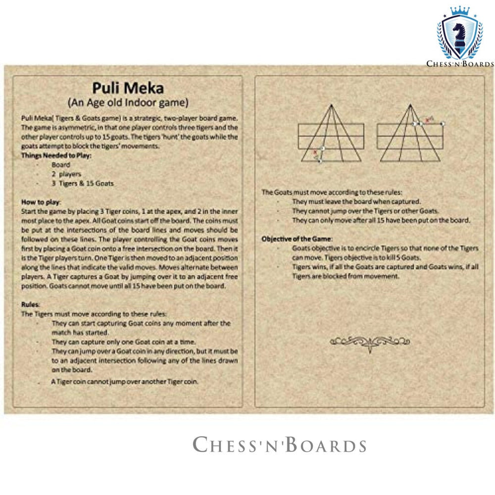 Puli Meka / Bagh Chaal / Goats & Tigers / Aadu Puli Aattam Board Game - Chess'n'Boards