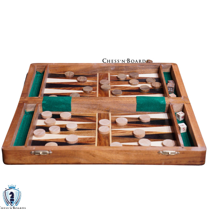 2-in-1 Multifunctional Wooden Chess Set and Backgammon Set (12 X 12 Inches) - Chess'n'Boards
