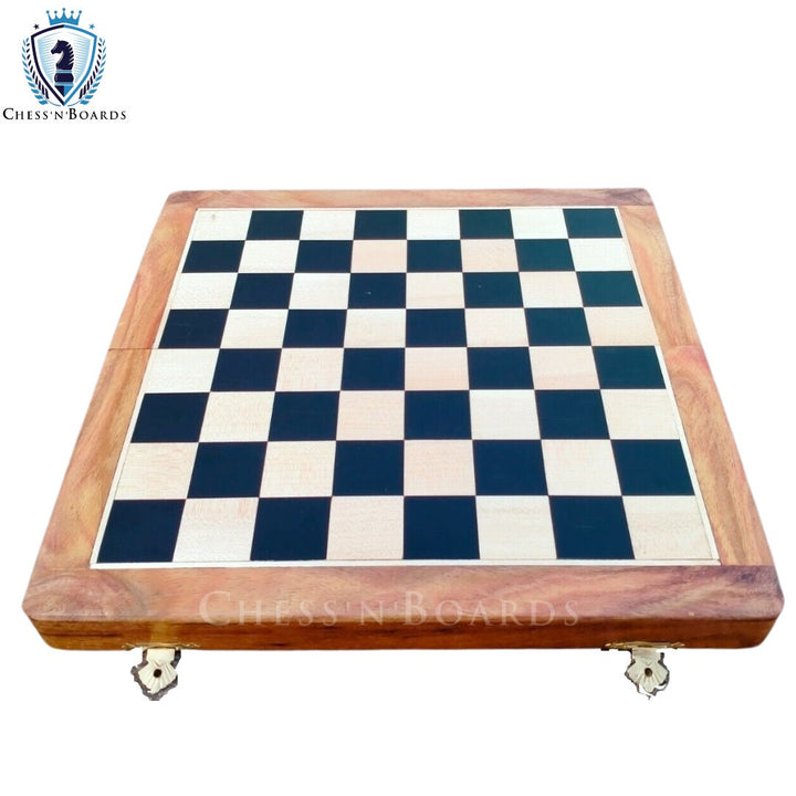 12" Wooden Black Travel Folding Chess Board With Magnetic Chess Pieces Set | Christmas Gift - Chess'n'Boards