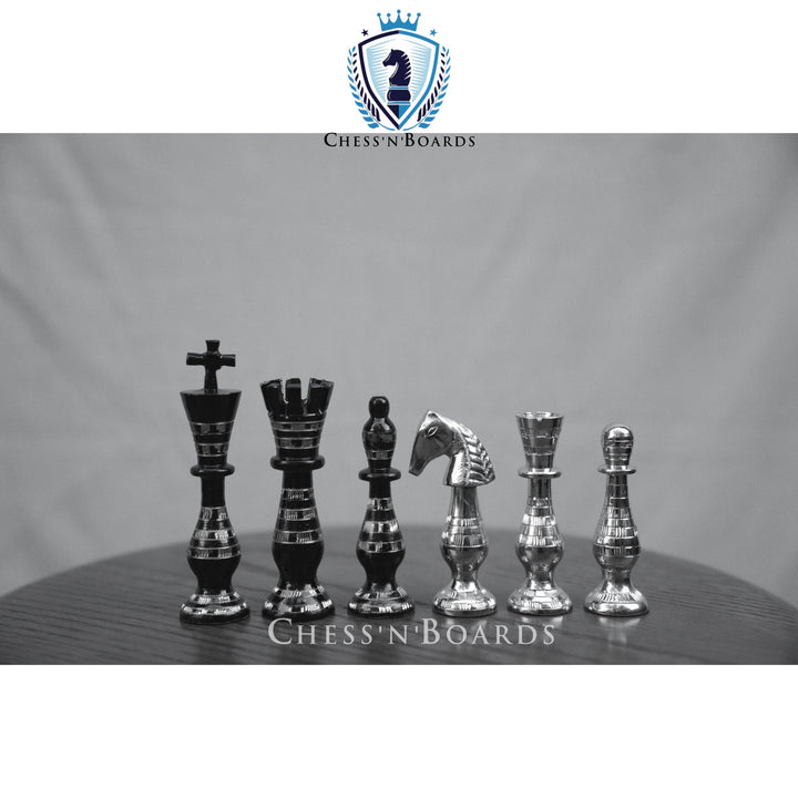Majestic Series Brass Chess Set chess pieces-3.5" King luxury metal chess pieces - Chess'n'Boards