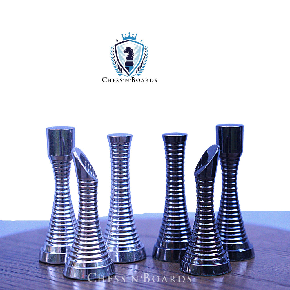 Contemporary Brass Chessmen | Metal Chess Pieces | Luxury Chess pieces for play and Decor - Chess'n'Boards