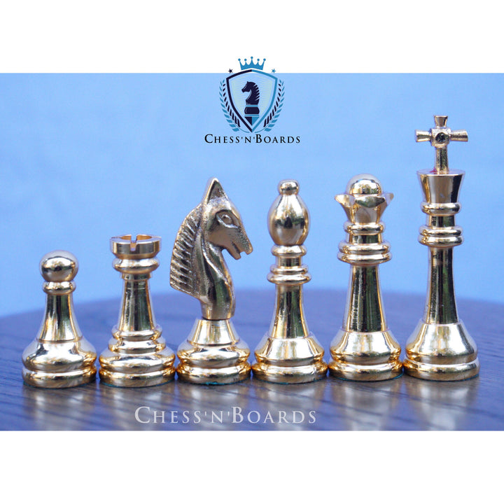 Staunton Style Knight Solid Brass Chess Set - Chess'n'Boards