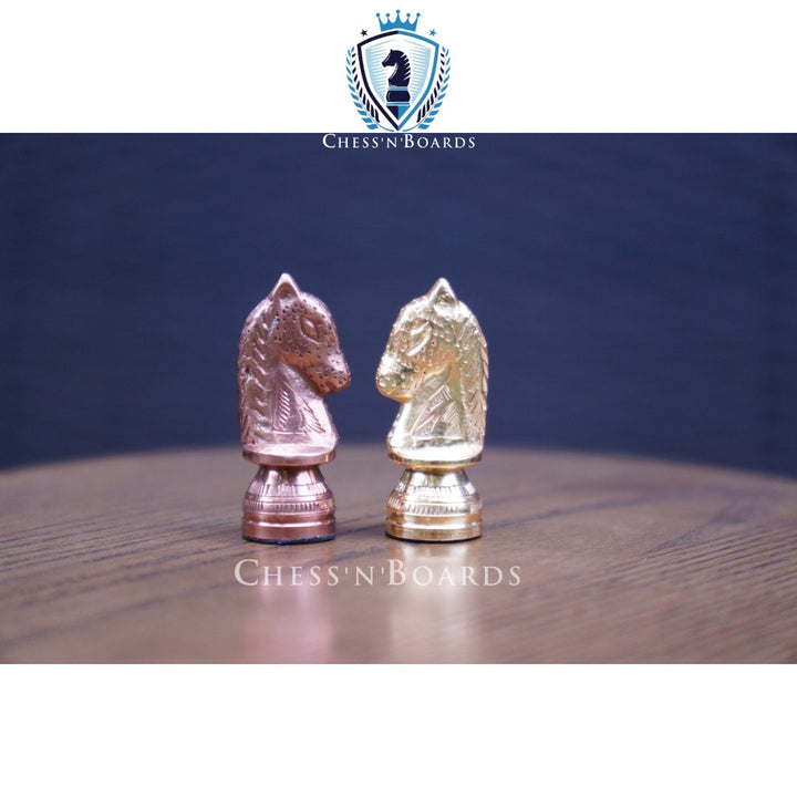 Traditional Solid Brass Chess Set in Gold and Copper - Chess'n'Boards