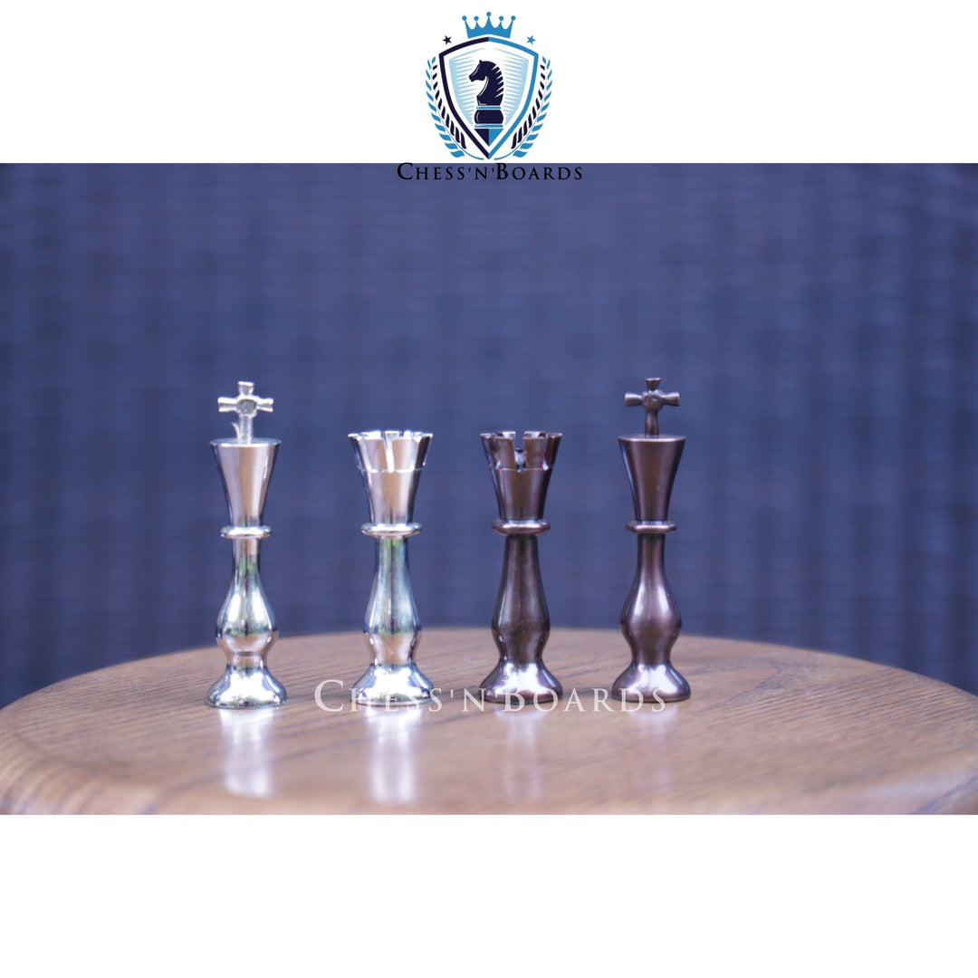 Majestic Series Brass Chess Set chess pieces-3.5" King luxury metal chess pieces solid brass chess pieces - Chess'n'Boards